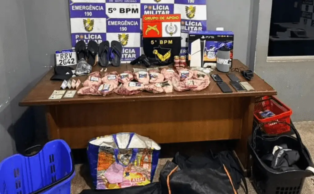 Trio é detido em Rondonópolis após roubo de videogame e furto de carne