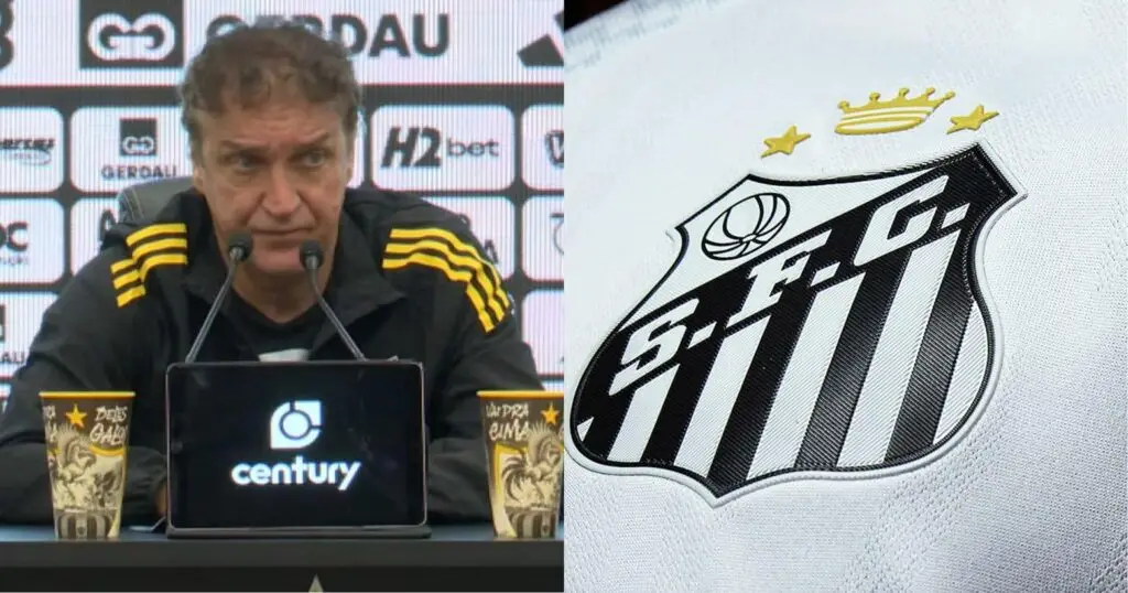 Cuca / Logo do Santos (Foto: YouTube / Santos TV)