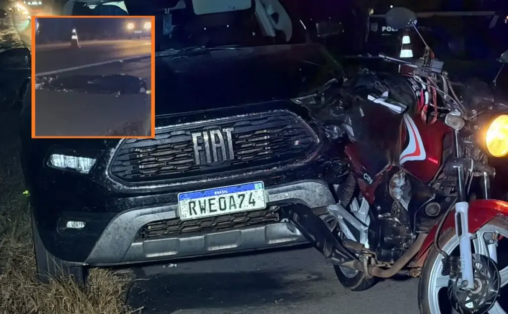Colisão fatal entre motocicleta e caminhonete na Br-070 resulta em morte