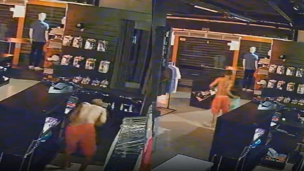 Câmeras de segurança flagram invasão e furto em loja de roupas no centro de Cuiabá