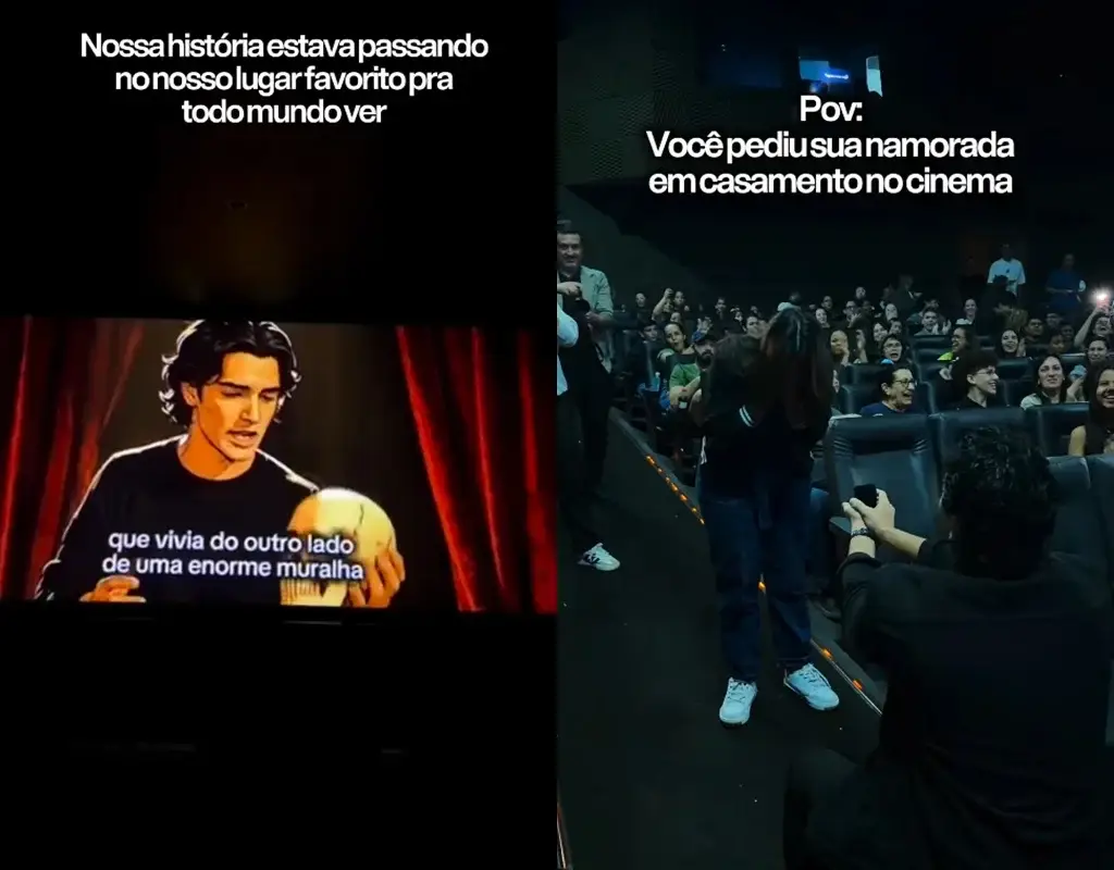 Pedido de casamento em sala de cinema surpreende espectadora em Rondonópolis