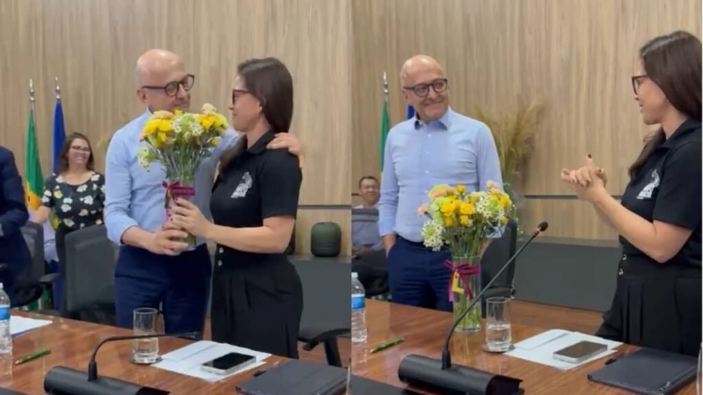 Otaviano Pivetta homenageia Laice Souza por cinco anos na gestão da Secom-mt